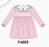 Pink corduroy lace smocked dress Aaria Tees