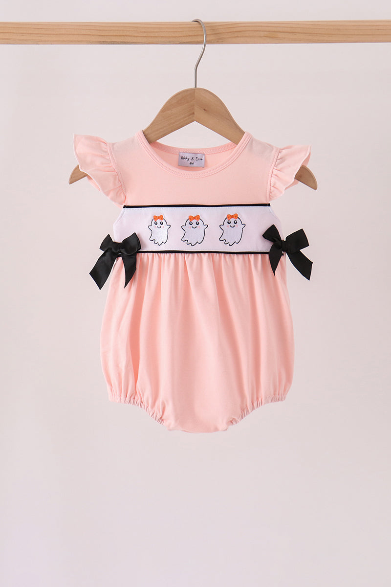 Pink Ghost Embroidery Ruffle Bubble - Aaria Tees Aaria Tees