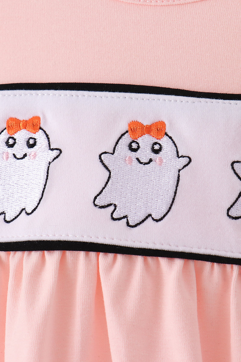 Pink Ghost Embroidery Ruffle Bubble - Aaria Tees Aaria Tees