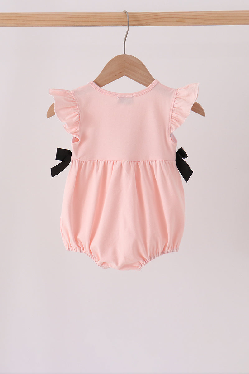 Pink Ghost Embroidery Ruffle Bubble - Aaria Tees Aaria Tees