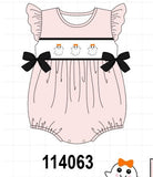 Pink Ghost Embroidery Ruffle Bubble Aaria Tees