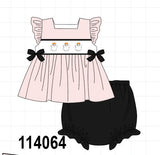 Pink Ghost Embroidery Ruffle Bloomer Set Aaria Tees
