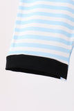 Blue Ghost Embroidery Stripe Romper - Aaria Tees Aaria Tees