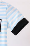 Blue Ghost Embroidery Stripe Romper - Aaria Tees Aaria Tees
