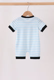 Blue Ghost Embroidery Stripe Romper - Aaria Tees Aaria Tees