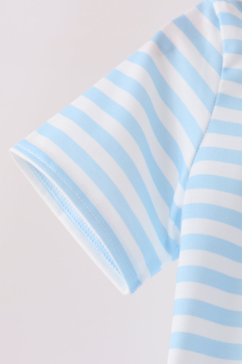 Blue Ghost Embroidery Stripe Top - Aaria Tees Aaria Tees