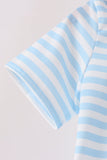 Blue Ghost Embroidery Stripe Top - Aaria Tees Aaria Tees