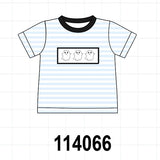 Blue Ghost Embroidery Stripe Top Aaria Tees
