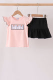 Pink Ghost Embroidery Ruffle Skorts Set - Aaria Tees Aaria Tees
