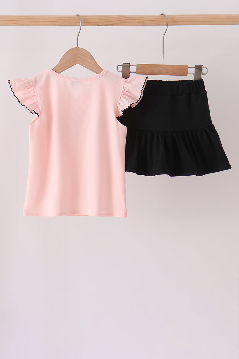 Pink Ghost Embroidery Ruffle Skorts Set - Aaria Tees Aaria Tees