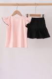 Pink Ghost Embroidery Ruffle Skorts Set - Aaria Tees Aaria Tees