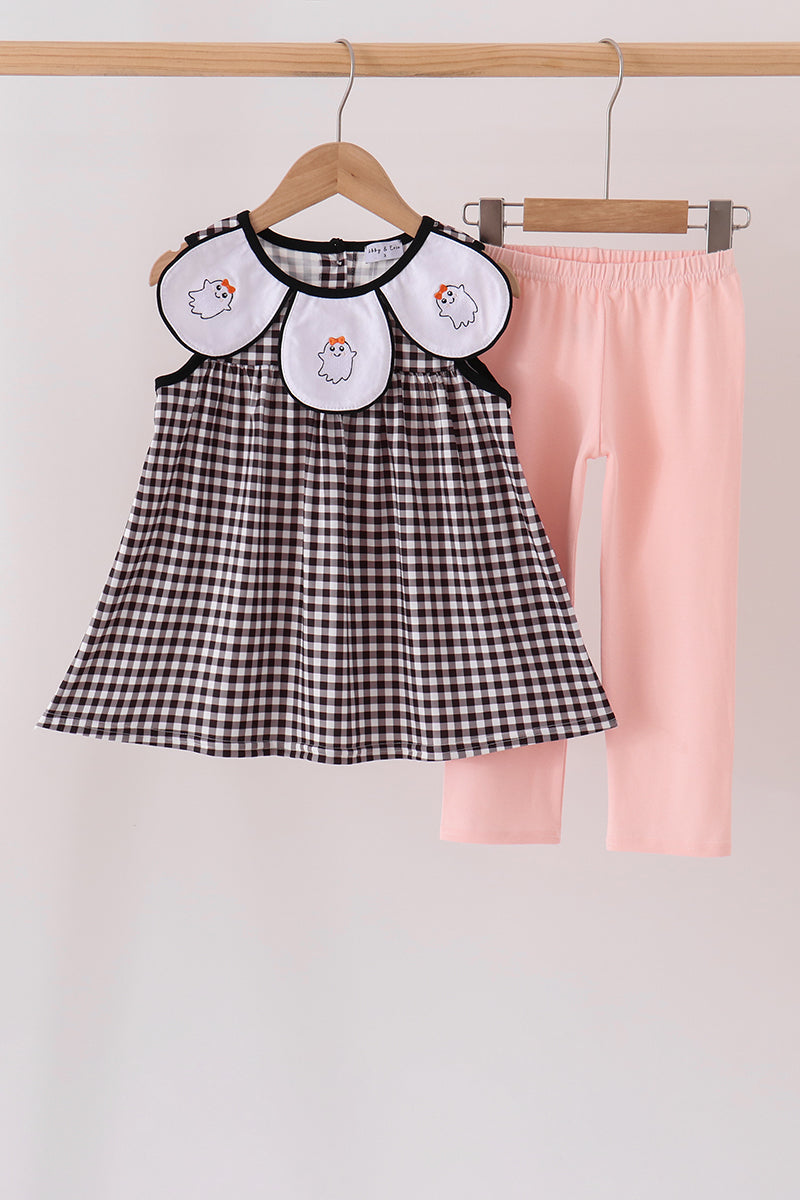 Pink Ghost Embroidery Pants Set - Aaria Tees Aaria Tees