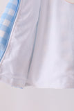 Blue bow embroidery gingham raincoat Aaria Tees