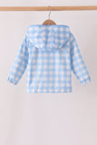 Blue bow embroidery gingham raincoat Aaria Tees