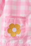 Pink floral embroidery gingham raincoat Aaria Tees