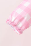 Pink floral embroidery gingham raincoat Aaria Tees