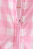 Pink floral embroidery gingham raincoat Aaria Tees