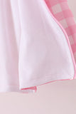 Pink floral embroidery gingham raincoat Aaria Tees