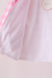 Pink floral embroidery gingham raincoat Aaria Tees