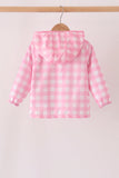 Pink floral embroidery gingham raincoat Aaria Tees