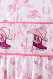 Pink Cowboy boots Smocked Bloomer Set Aaria Tees