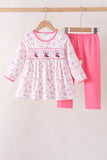 Pink Cowboy boots Smocked Pants Set Aaria Tees