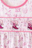 Pink Cowboy boots Smocked Pants Set Aaria Tees