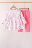 Pink Cowboy boots Smocked Pants Set Aaria Tees