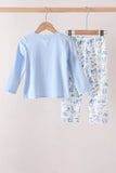 Blue Cowboy Smocked Pants Set Aaria Tees