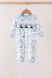 Blue Cowboy Smocked Romper Aaria Tees