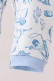Blue Cowboy Smocked Romper Aaria Tees