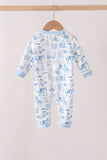 Blue Cowboy Smocked Romper Aaria Tees