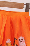 Orange pumpkin bat sequin tutu skirts Aaria Tees
