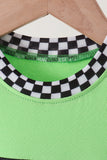 Green car embroidery checkered romper Aaria Tees