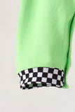 Green car embroidery checkered romper Aaria Tees