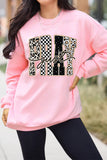 Pink Just PRAY Unique Letter Graphic Round Neck Pullover Sweatshirt Aaria Tees