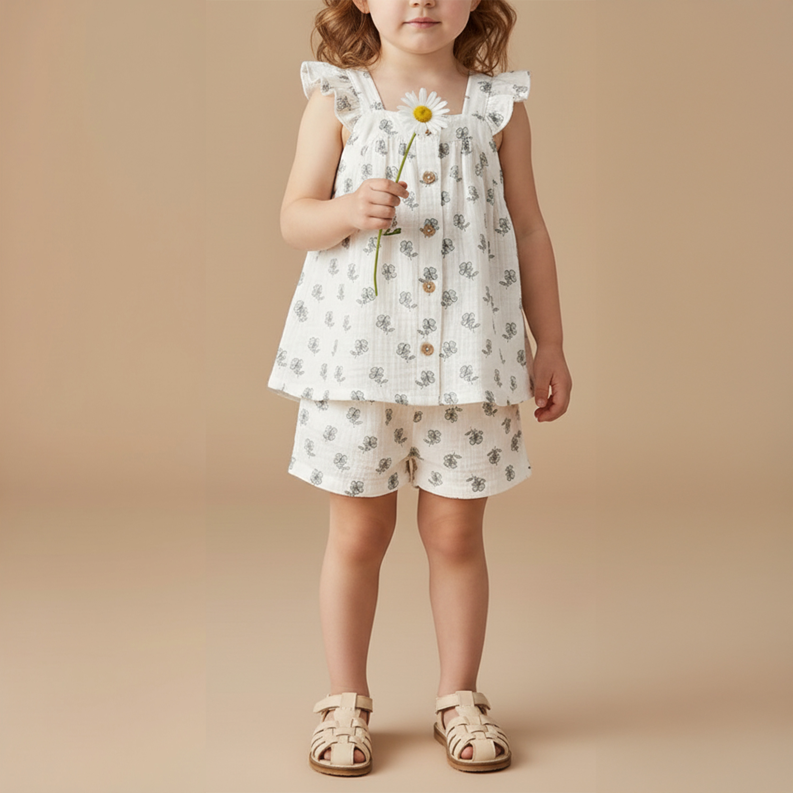Organic Flutter Top & Shorts Set - Poppy - Aaria Tees Aaria Tees