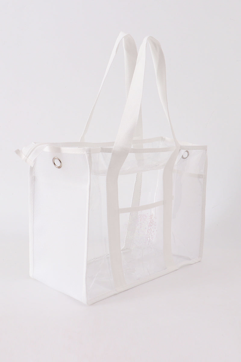 White clear waterproof beach travel bag - Aaria Tees Aaria Tees