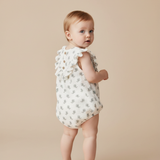Organic Sleeveless Ruffle Bubble Romper - Poppy - Aaria Tees Aaria Tees