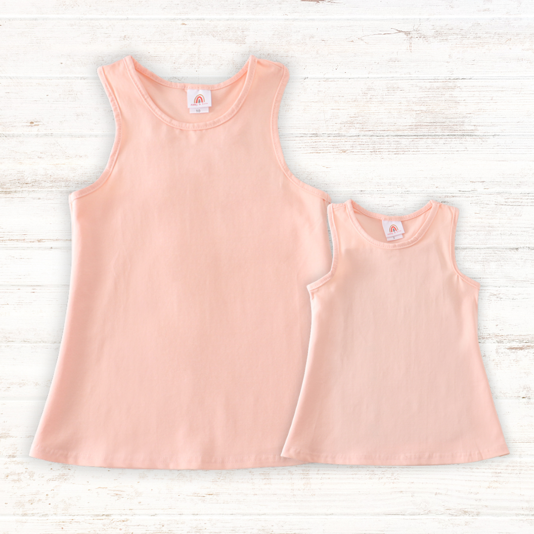 Peach blank basic kids teens adult tank top - Aaria Tees Aaria Tees
