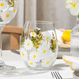 Daisy Painted Stemless Wine Glasses Aaria Tees