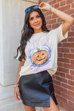 White SPOOKY Pumpkin Print Round Neck Halloween T Shirt - Aaria Tees Aaria Tees
