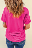 Rose Red Glitter he is risen Cross Printed Crewneck Tee Aaria Tees