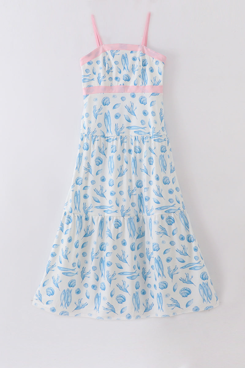Marine creature print dress mom & me - Aaria Tees Aaria Tees