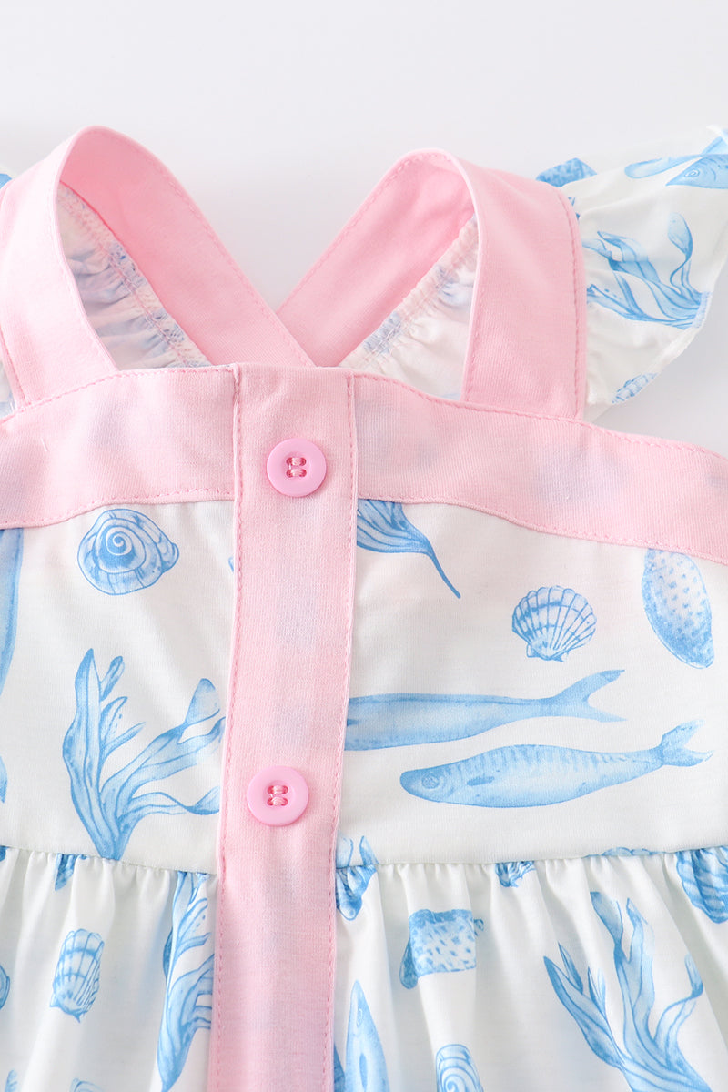 Marine creature print dress mom & me - Aaria Tees Aaria Tees