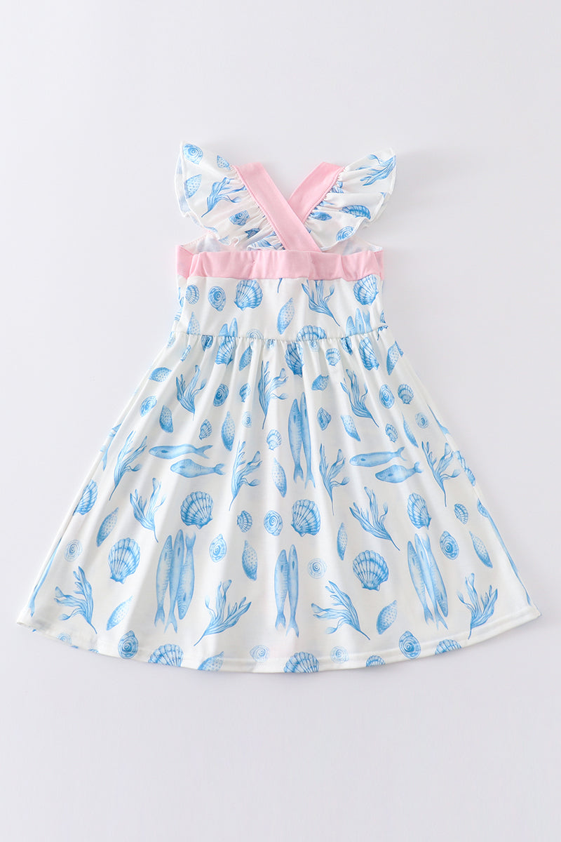 Marine creature print dress mom & me - Aaria Tees Aaria Tees