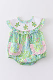 Green Turtle Embroidered Ruffle Bubble Aaria Tees