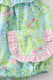Green Turtle Embroidered Ruffle Bubble Aaria Tees