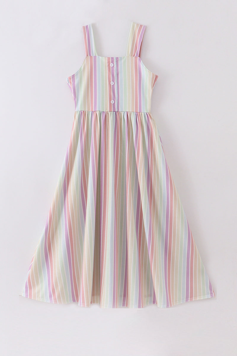 Multicolored stripe women dress - Aaria Tees