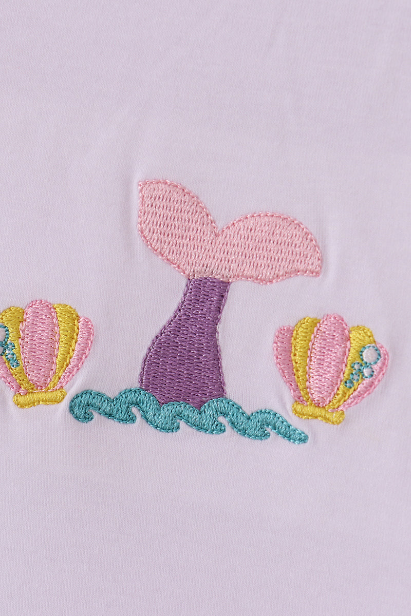 White mermaid embroidery cover up mom & me - Aaria Tees Aaria Tees